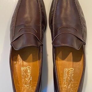 Salvatore Ferragamo Brown Calfskin Leather Loafers size 9